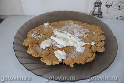 Овсяноблин с творожным сыром, ветчиной и зеленью Овсяноблин с творожным сыром, ветчиной и зеленью