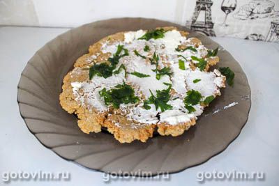 Овсяноблин с творожным сыром, ветчиной и зеленью Овсяноблин с творожным сыром, ветчиной и зеленью