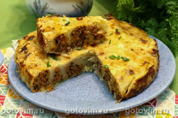 Пирог из голубцов с пшеничной кашей, грибами и овощами Пирог из голубцов с пшеничной кашей, грибами и овощами