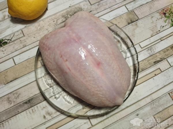 Рецепт: Куриное филе со стручковой фасолью - под творожной заливкой в духовке
