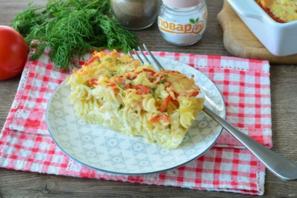 Запеканка из макарон с помидорами и сыром Запеканка из макарон с помидорами и сыром