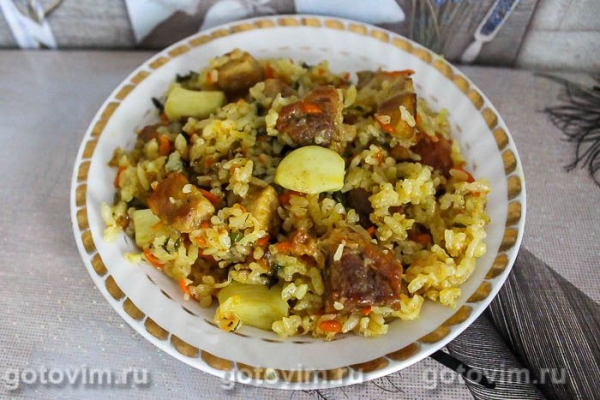 Плов со свининой на сковороде Плов со свининой на сковороде