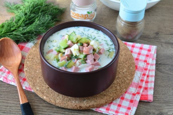 Окрошка с маринованными огурцами Окрошка с маринованными огурцами