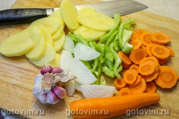 Утиные желудки с овощами, запеченные в рукаве Утиные желудки с овощами, запеченные в рукаве