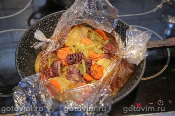 Утиные желудки с овощами, запеченные в рукаве Утиные желудки с овощами, запеченные в рукаве