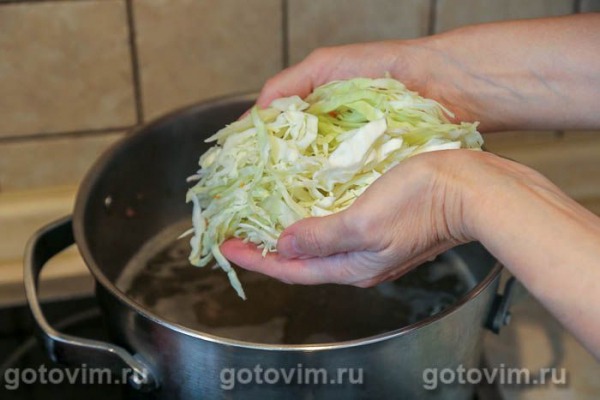 Мясные щи с фасолью, квашеной и свежей капустой Мясные щи с фасолью, квашеной и свежей капустой
